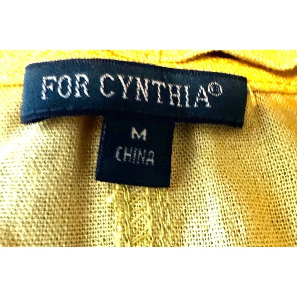 For Cynthia Linen Blend Cowl Neck Midi Dress Women's Medium Mustard Lagenlook - Picture 8 of 10